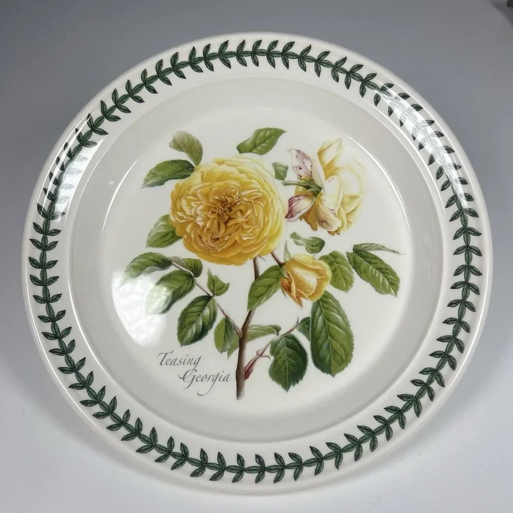 Portmeirion Botanic Roses Teasing Georgia 8.5” Salad Plate Yellow Roses Floral